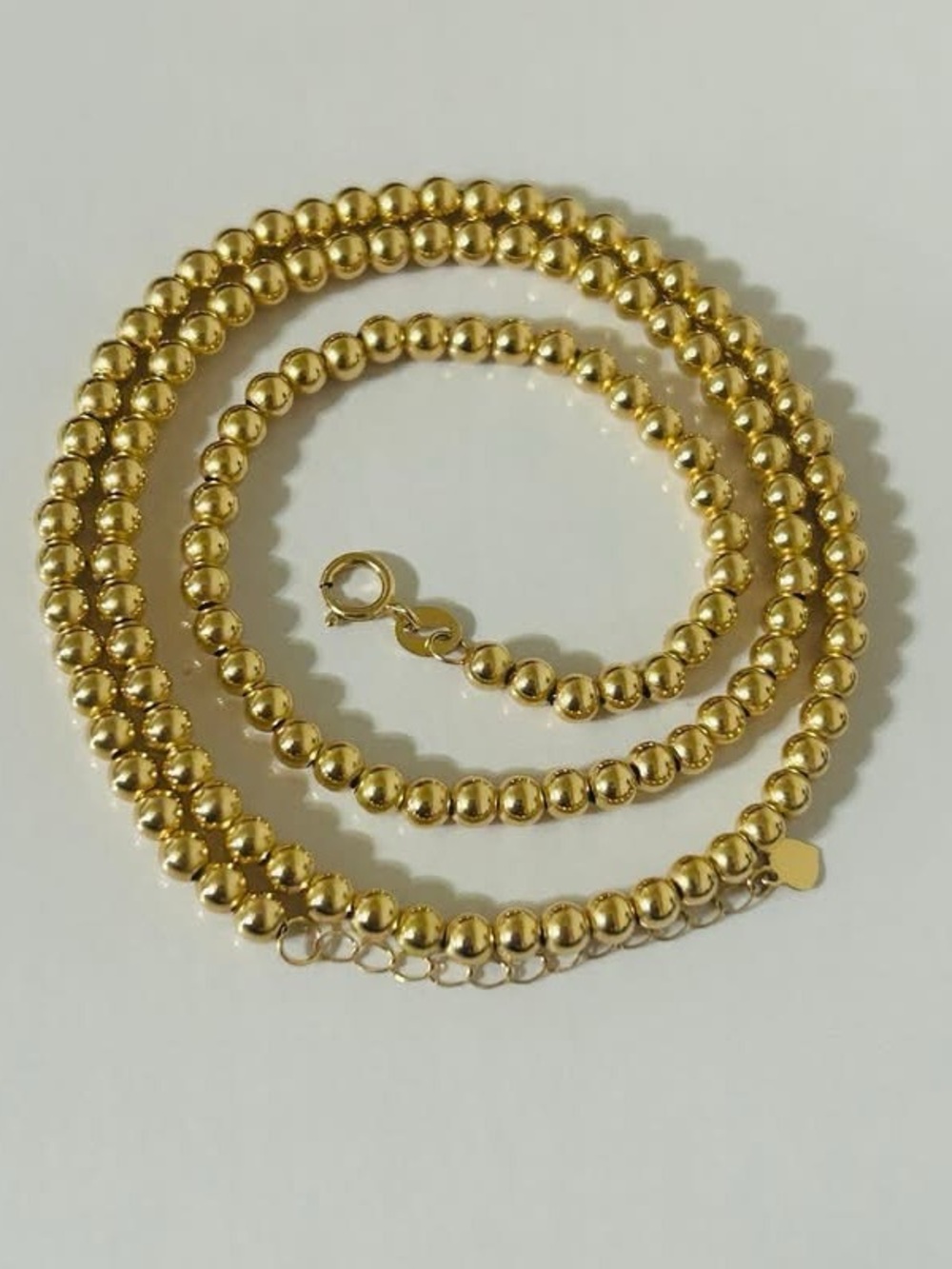 18k Gold Beads Necklace and Bracelet - lightweight